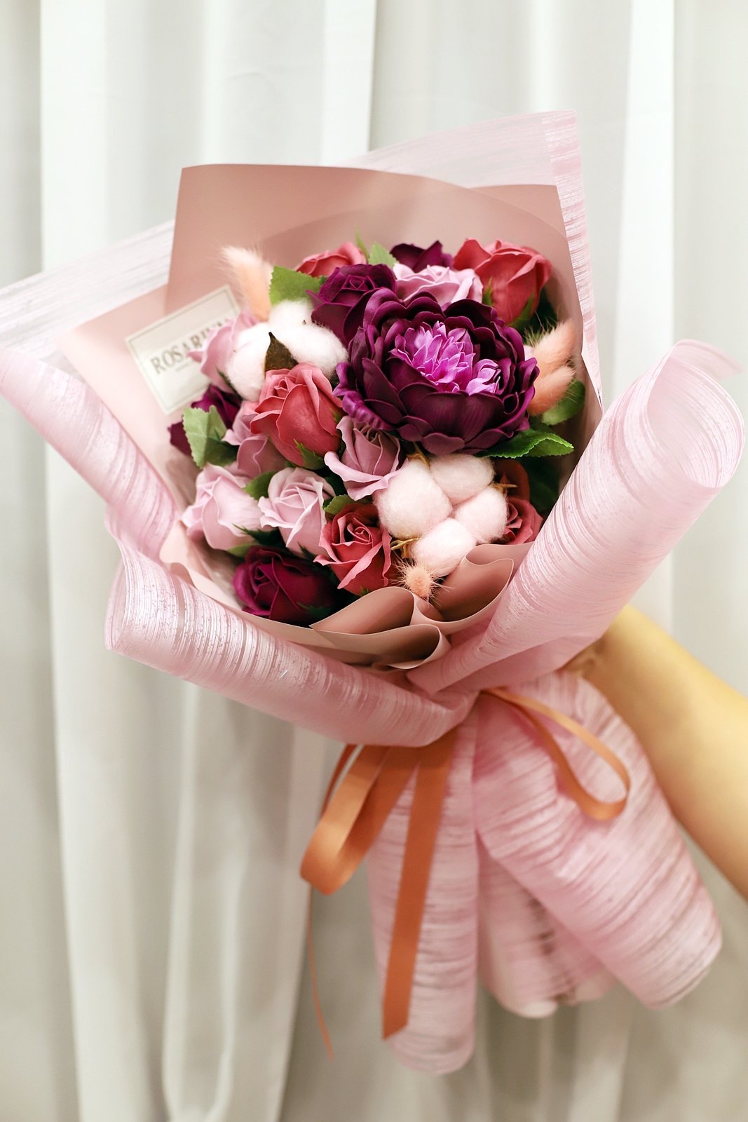Rosarium Peony Soap Flower Bouquet - Violet