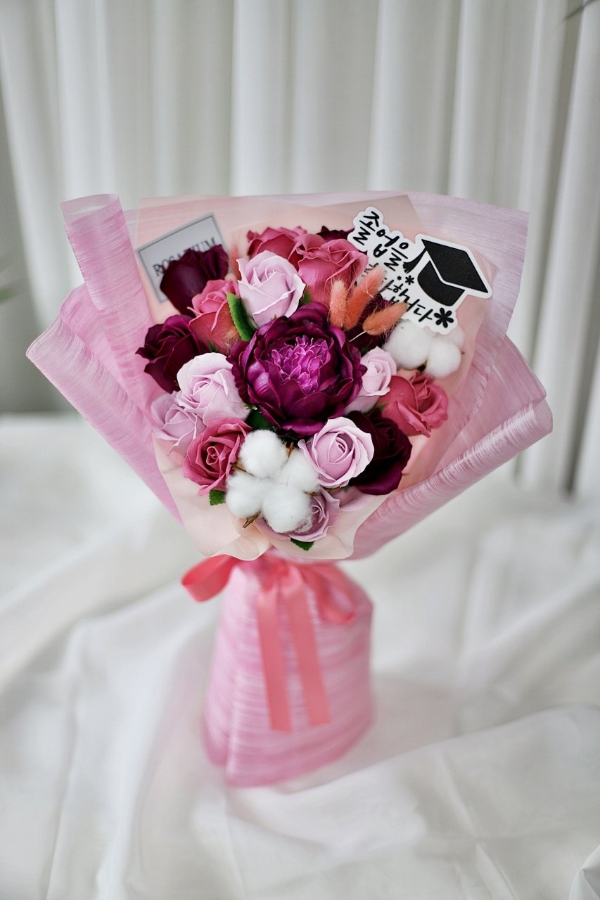 Rosarium Peony Soap Flower Bouquet - Violet