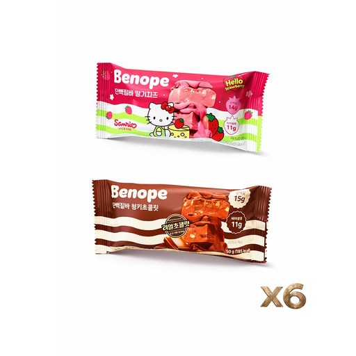 Benopeu Protein Ba Strawberry Cheese + Cheongkichokolrit Honhapguseong , 6 Pack , 50 g (베노프 바 청키초콜릿 혼합구성)