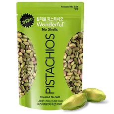 Wondeopul Pistachio Kkeopjileops Pistachio Muyeom , 200 g, 1 Pack (원더풀피스타치오 껍질없는 피스타치오 무염, 200g, 1개)