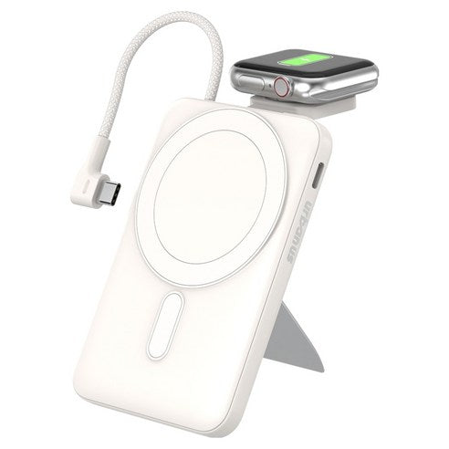 Eobaneoseu Qi 2 Hohwan PD 22.5 W Gosok Charging Gaelreoksi Aepeulwochi Stand MAC Set Peu Bojo Pear Teori 10000 mAh, White , UB-Q 2 AD 23 W 10 (어반어스 Qi2 호환 PD 22.5W 고속충전 갤럭시 애플워치 거치대 맥세이프 보조배터리 10000mAh, 화이트, UB-Q2AD23W10)