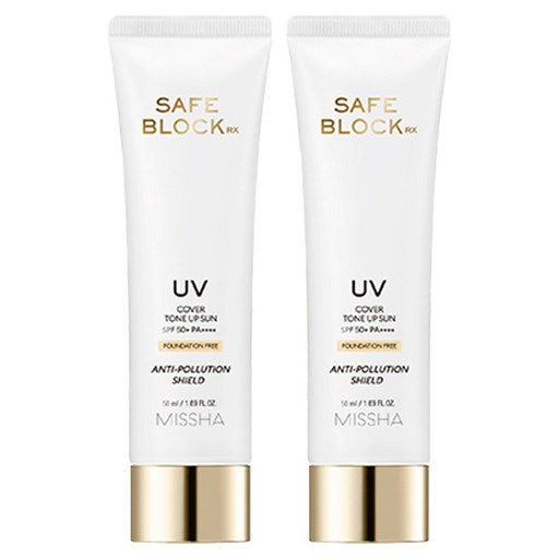 Misya Set Peu Beulrok RX Keobeo Toneop Sunscreen SPF 50+ PA++++, 50 ml, 2 Pack (미샤 프 블록 커버 톤업)