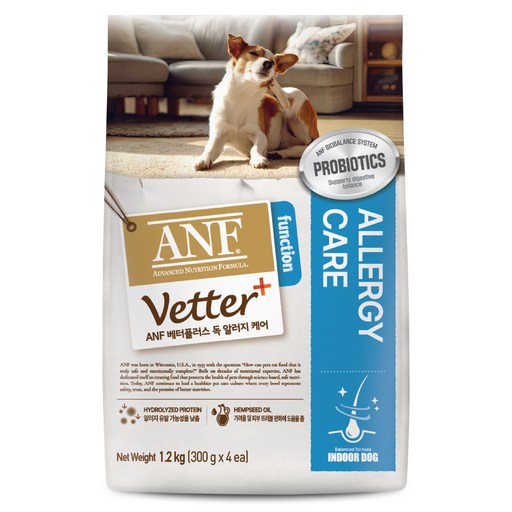 ANF Beteopeulreoseu Dok Gineungseong Saryo , Skin / Pimo + Alreoji , 1.2 kg, 1 Pack (베터플러스 독 기능성 사료 피모 알러지)