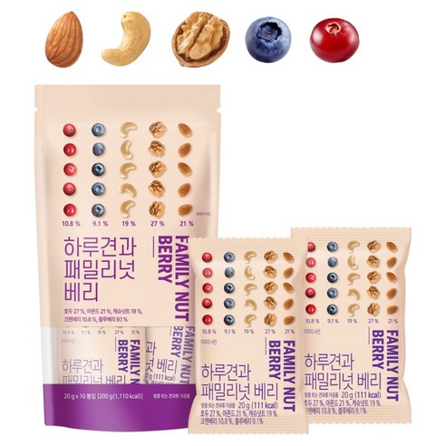 Harugyeon Paemilrineot Berry 10 p, 200 g, 1 Pack (하루견과 패밀리넛 베리 10p, 200g, 1개)