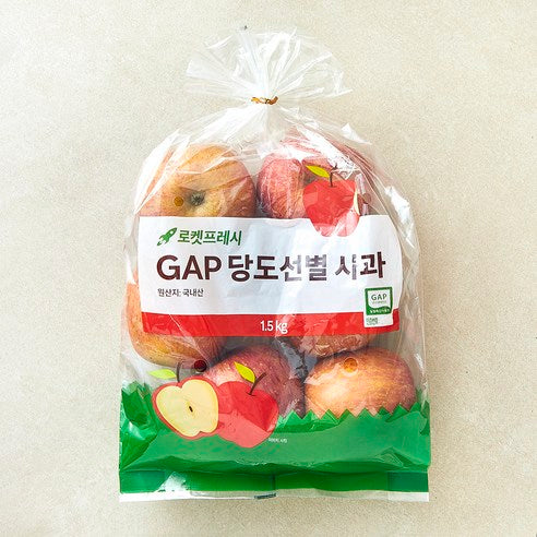 GAP Sweetness Seonbyeol Apple , 1.5 kg( Jung ), 1 Bag (GAP 당도선별 사과, 1.5kg(중과), 1봉)