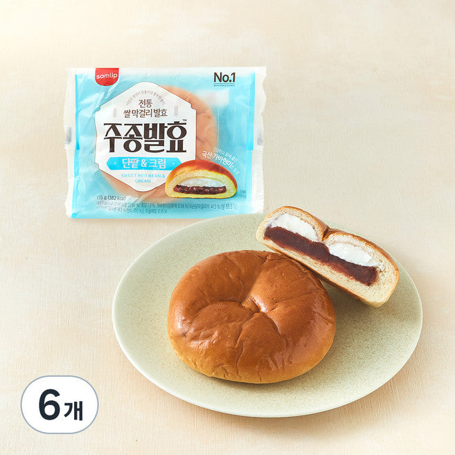 Samrip 408 Sigan Ju Types Balhyo Danpat Cream Ppang , 115 g, 6 Pack , 1 Pack (삼립 시간 주 발효 단팥 빵)
