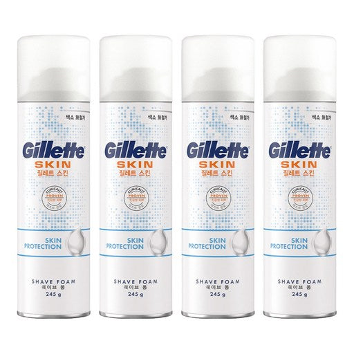 Gillette Toner Tek Swebing Foam , 245 g, 4 Pack (텍 쉐빙)