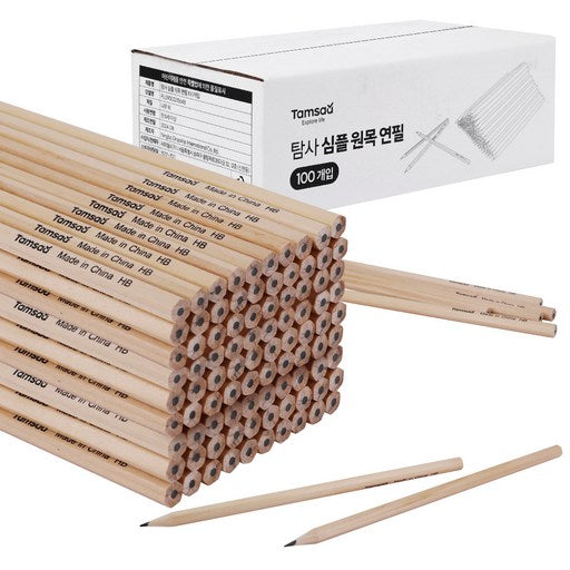 Tamsa Simpeul Wonmok Yeonpil 100 Pack , Wonmoksaek , 1 Pack (심플 원목 연필 원목색)