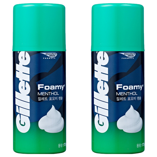 Gillette Packets Omi Mensol Swebing Foam , 175 g, 2 Pack (오미 멘솔 쉐빙)