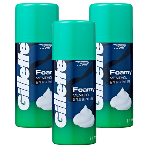 Gillette Packets Omi Mensol Swebing Foam , 175 g, 3 Pack (오미 멘솔 쉐빙)