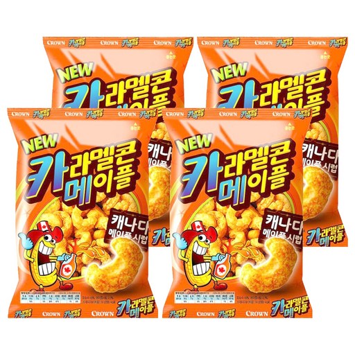 Keuraun Karamelkon Mepeul , 74 g, 4 Pack (크라운 카라멜콘 메플)