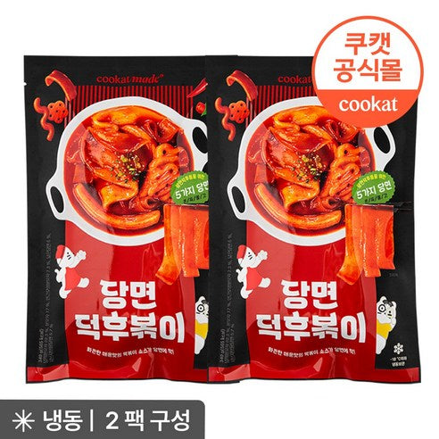 Kukaetmedeu Dang Noodles Deok Whoo Bok , 2 Pack , 340 g (쿠캣메이드 당면덕후볶이, 2개, 340g)