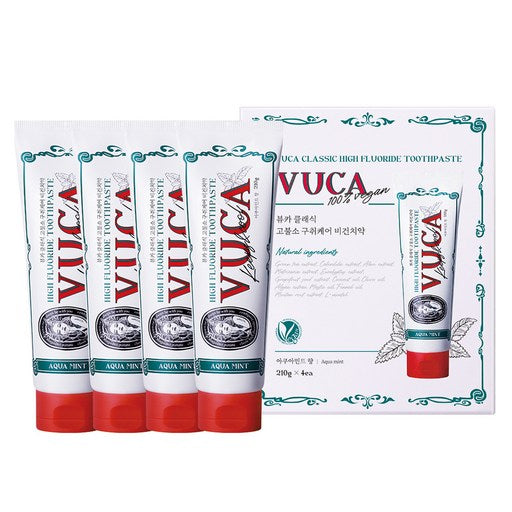 Byuka Keulraesik Gobulso Guchwi Care Chiyak , 210 g, 4 Pack (뷰카 클래식 고불소 구취 치약)