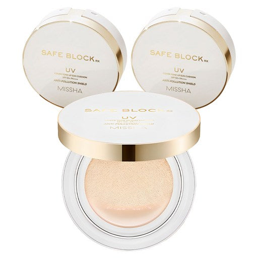Misya Set Peu Beulrok RX Keobeo Toneop Seon Kusyeon SPF 50+ PA++++, 14 g, 3 Pack (미샤 프 블록 커버 톤업 선 쿠션)