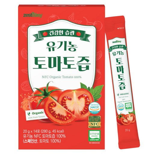 Jeseutiji NFC Organic Tomato Jeup Stick 14 p, 280 g, 1 Pack (제스티지 즙)