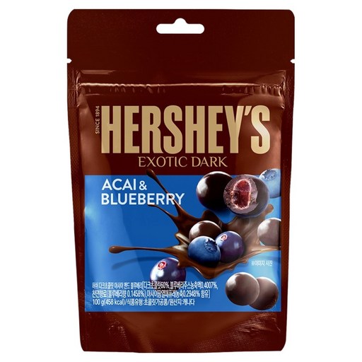 Heoswi Asa & Deu Blueberry Dakeuchokolrit , 100 g, 1 Pack (허쉬 아사 드 다크초콜릿)