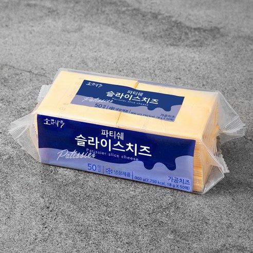 Sonamu Patiswe Seul Rice Cheese , 18 g, 50 Pack Pack , 1 Pack (소와나무 파티쉐 슬라이스 치즈, 18g, 50개입, 1개)