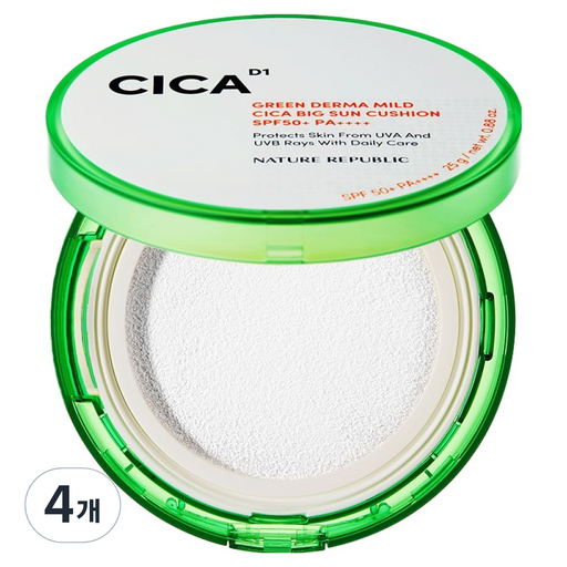 Cheoripeobeulrik Green Deoma Madeu Sika Bik Seonkusyeon SPF 50+ PA++++, 25 g, 4 Pack (처리퍼블릭 더마 마드 시카 빅 선쿠션)