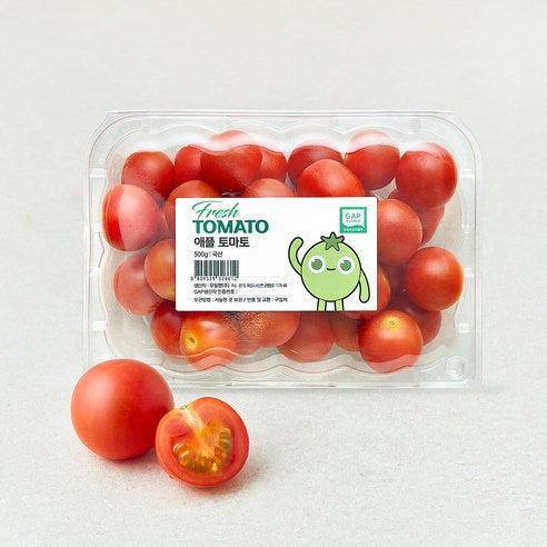 Upam GAP Injeung Aepeul Tomato , 500 g, 1 Pack (우일팜 GAP 인증 애플 토마토, 500g, 1팩)