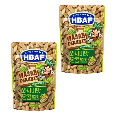 Bapeu Neotcheu & Snack Seu Sabi Flavor Ttangkong , 120 g, 2 Pack (바프 넛츠 앤 스낵스 와사비맛 땅콩, 120g, 2개)