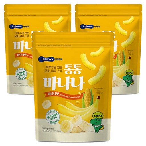 Bebekuk Infant Whole Whole Banana Snack , Banana , 30 g, 3 Pack (베베쿡)