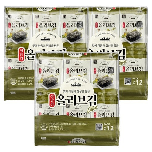Jeongdamgim Olribeu Sirakgim , 5 g, 3 6 Pack (정담김 올리브 도시락김, 5g, 36개)