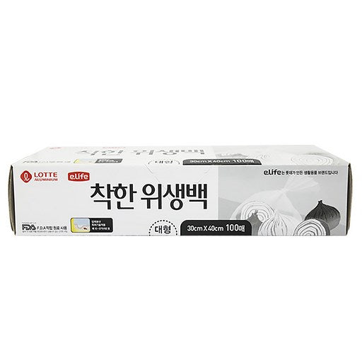 Lotte Rapeu Chak Sanitary Baek Daehyeong 30 x 40 cm, Dae (L), 100 Pack , 1 Pack (라프 착 백 대형 대)
