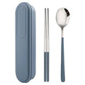 Tilhauseu Musoeum Seuteinriseu 304 Cutlery Set , Blue , Spoon + Chopsticks + Cutlery Case , 1 Set (틸하우스 무소음 스테인리스304 수저 세트, 블루, 숟가락 + 젓가락 + 수저케이스, 1세트)