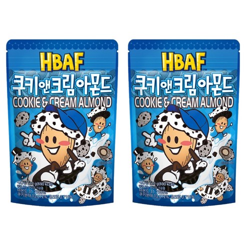 Bapeu Cookie & Cream Amondeu , 120 g, 2 Pack (바프 쿠키 앤 크림 아몬드, 120g, 2개)