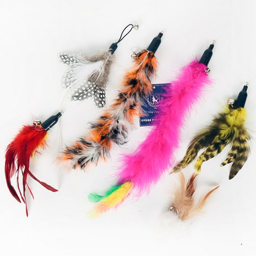 Dingdongpet Goyang Naksitdae Ripil Gitteol 6 Types Set , A, 1 Set (딩동펫 고양 낚싯대 리필 깃털)
