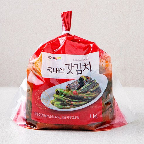 Gomgom Domestic Mustard Greens Kimchi , 1 kg, 1 Pack (곰곰 국내산 갓김치, 1kg, 1개)