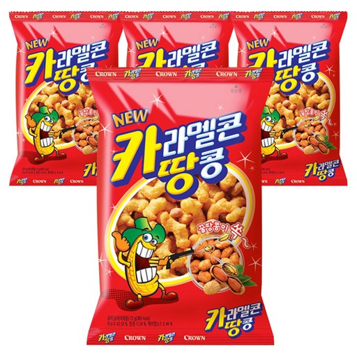 Keuraun Karamelkon Ttangkong , 72 g, 4 Pack (크라운 카라멜콘 땅콩)