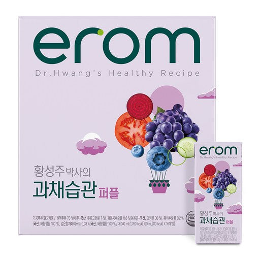 Rom Chaeseupgwan Peopeul , 190 ml, 16 Pack (롬 채습관 퍼플)