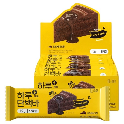 Peutinbangatgan Harudanbaekba Jeteu Chokokekeu Flavor , 40 g, 12 Pack (프틴방앗간 하루단백바 제트 초코케크)