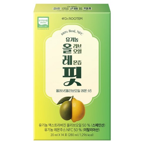 Dakteorutem Organic Olribeu Oil Lemon Jeup Pit Olresyat , 14 Hoebun , 280 ml, 1 Pack (닥터루템 유기농 올리브오일 레몬즙 핏 올레샷, 14회분, 280ml, 1개)