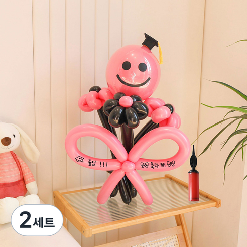Pi & Biyuniti Joleopseuma Pungseon Kkotdabal Reteoring Seutikeo DIY Set , 03 Jin Pink Black , 2 Set (피앤비유니티 졸업스마일 풍선 꽃다발 레터링 스티커 DIY세트, 03 진핑크블랙, 2세트)
