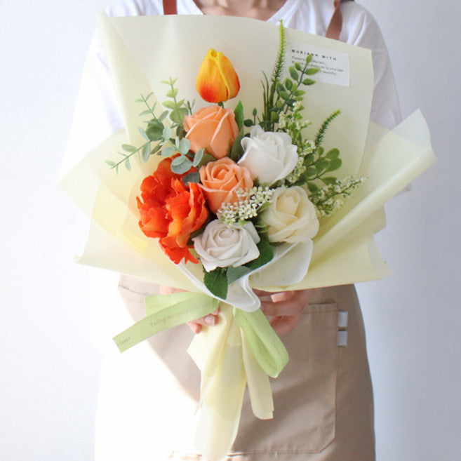 Mori & Johwa Kasabeulrangka Binukkotdabal So , Yellow , 1 Pack (모리 조화 카사블랑카 비누꽃다발 소)