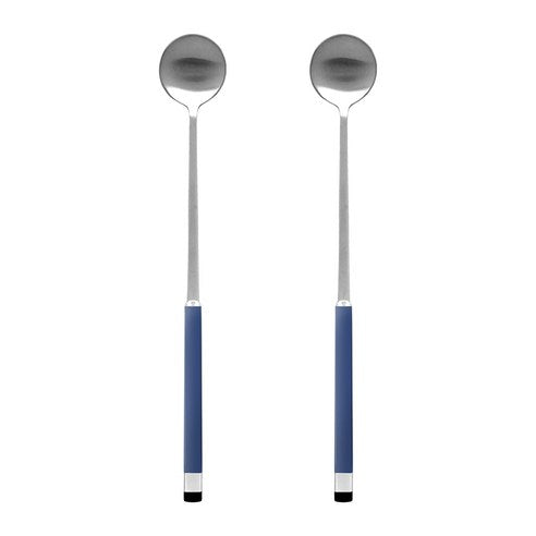 Bogen Domestic Seukweeo Tu Tone Syatin Rongseupun LS, Blue , 2 Pack (보겐 국산 스퀘어 투톤 샤틴 롱스푼 LS, 블루, 2개)