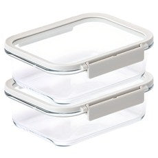 Opeulraem Komo Naeyeolyuri Jik Square Milpyeyonggi , 2 Pack , 1 L (네오플램 코모도 내열유리 직사각 밀폐용기, 2개, 1L)