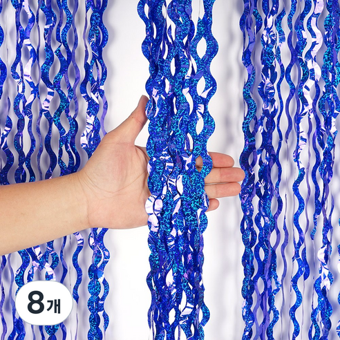 Patijjang Wave Hol g Pati Keoteun Sheets Sik Packets Tojon Pear Gyeong , Wave Patikeoteun ( Hol g Blue ), 8 Pack (파티짱 웨이브 홀로그램 파티 커튼 장식 포토존 배경, 웨이브 파티커튼 (홀로그램 블루), 8개)