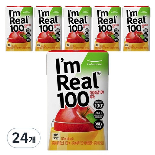 Aimrieol 100 Apple Juseu , 140 ml, 24 Pack (아임리얼 주스)