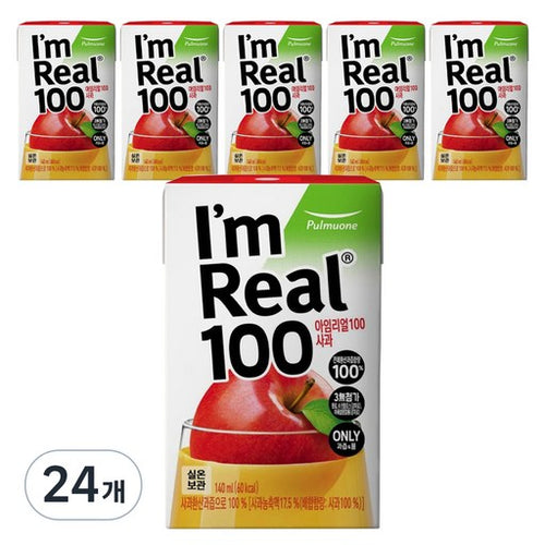 Aimrieol 100 Apple Juseu , 140 ml, 24 Pack (아임리얼 주스)