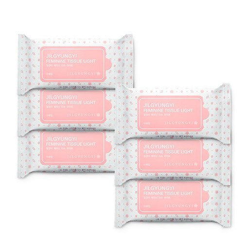 Jilgyeong Peminin Rateu Tisyuhyeong Yeoseongcheonggyeolje , 10 Sheets , 6 Pack (질경 페미닌 라트 티슈형 여성청결제)