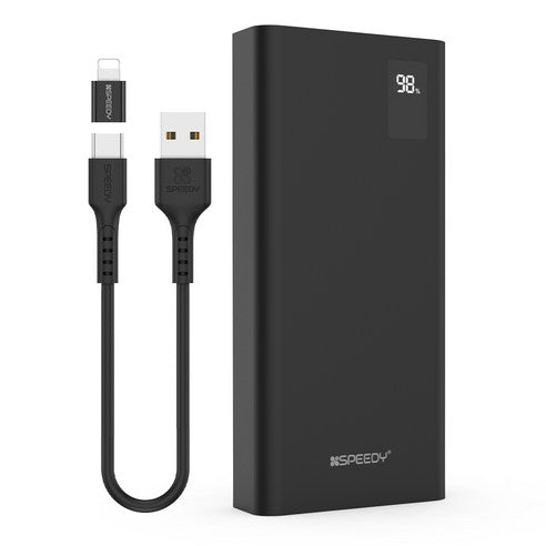 Speedy Seulrimpit PD 20 W Gosok Charging Bojo Pear Teori 20000 mAh + USB-C 20 W Cable Set , SPE-B 2 PA 20 DPQ, Black (스피디 슬림핏 PD 20W 고속충전 보조배터리 20000mAh + C타입 20W 케이블 세트, SPE-B2PA20DPQ, 블랙)
