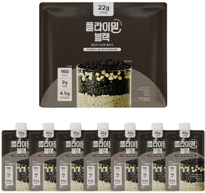 Peulramil Protein Swekeu Black , 45 g, 7 Pack (플라이밀 단백질 쉐이크 블랙, 45g, 7개)