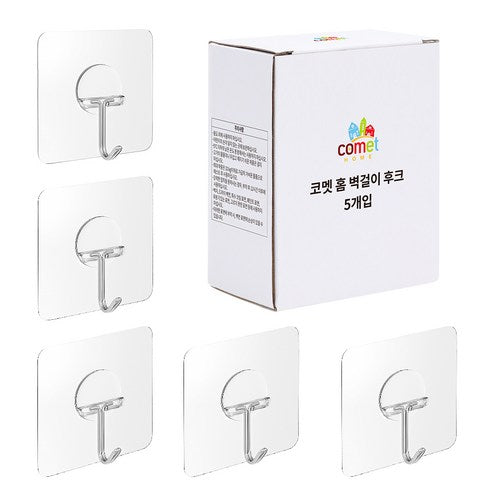 Comet Hom Strong Byeokgeol Whoo Keu , 5 Pack (코멧 홈 강력 벽걸이 후크, 5개)