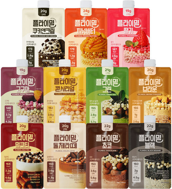 Peulramil Protein Swekeu Pouch Seutateo Pack 11 Types 11 Ji Flavor , 45 g, 1 1 Pack (플라이밀 단백질 쉐이크 파우치 스타터팩 11종 11가지 맛, 45g, 11개)
