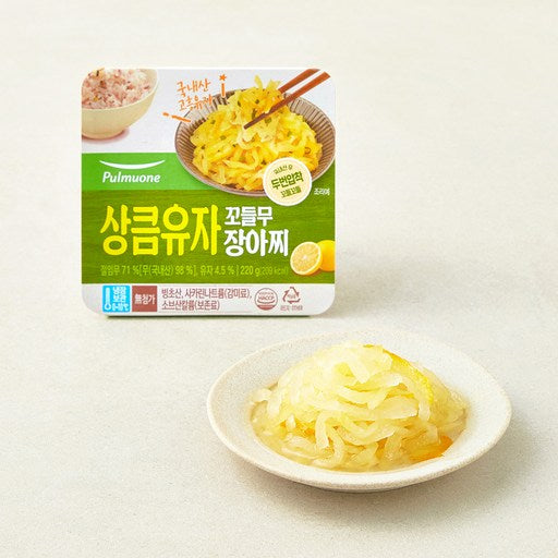 Pulmuone Sangkeumyuja Kkodeulmu Sheets Ajji , 220 g, 1 Pack (상큼유자 꼬들무 아찌)