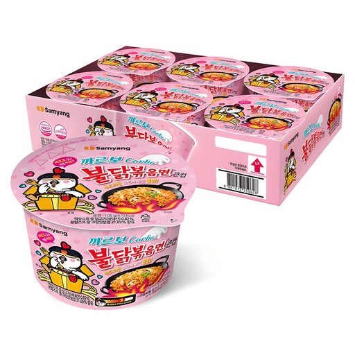 Buldak Bokeum Noodles Kkareubo Big Cup 105 g, 6 Pack (볶음 까르보)
