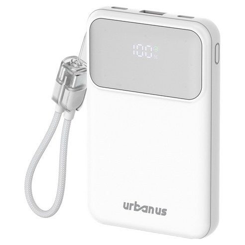 Eobaneoseu PD 22.5 W Gosok 3 Packets Teu Chogyeongryang Bojo Pear Teori 10000 mAh + Bilteuin C to C Cable Set , White , UB-PA 10 ST 23 W (어반어스 PD 22.5W 고속 3포트 초경량 보조배터리 10000mAh + 빌트인 C to C 케이블 세트, 화이트, UB-PA10ST23W)